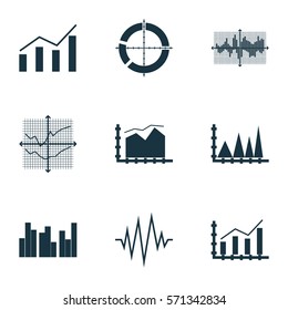 Set Of Graphs, Diagrams And Statistics Icons. Premium Quality Symbol Collection. Icons Can Be Used For Web, App And UI Design.