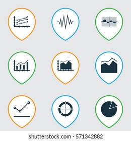 Set Of Graphs, Diagrams And Statistics Icons. Premium Quality Symbol Collection. Icons Can Be Used For Web, App And UI Design.