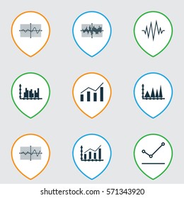 Set Of Graphs, Diagrams And Statistics Icons. Premium Quality Symbol Collection. Icons Can Be Used For Web, App And UI Design.