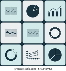 Set Of Graphs, Diagrams And Statistics Icons. Premium Quality Symbol Collection. Icons Can Be Used For Web, App And UI Design.