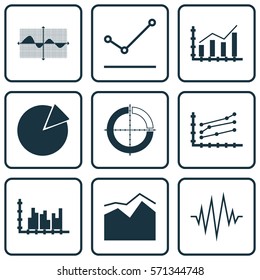 Set Of Graphs, Diagrams And Statistics Icons. Premium Quality Symbol Collection. Icons Can Be Used For Web, App And UI Design.