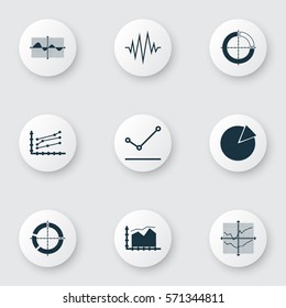 Set Of Graphs, Diagrams And Statistics Icons. Premium Quality Symbol Collection. Icons Can Be Used For Web, App And UI Design.