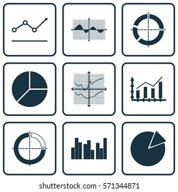 Set Of Graphs, Diagrams And Statistics Icons. Premium Quality Symbol Collection. Icons Can Be Used For Web, App And UI Design.