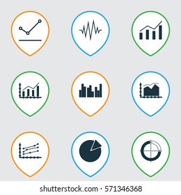 Set Of Graphs, Diagrams And Statistics Icons. Premium Quality Symbol Collection. Icons Can Be Used For Web, App And UI Design.