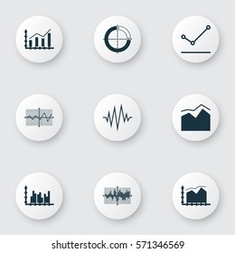 Set Of Graphs, Diagrams And Statistics Icons. Premium Quality Symbol Collection. Icons Can Be Used For Web, App And UI Design.