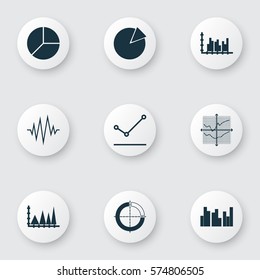 Set Of Graphs, Diagrams And Statistics Icons. Premium Quality Symbol Collection. Icons Can Be Used For Web, App And UI Design.