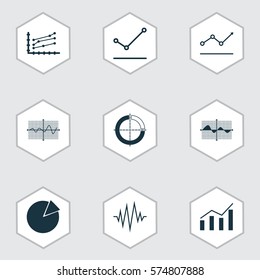 Set Of Graphs, Diagrams And Statistics Icons. Premium Quality Symbol Collection. Icons Can Be Used For Web, App And UI Design.
