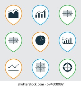 Set Of Graphs, Diagrams And Statistics Icons. Premium Quality Symbol Collection. Icons Can Be Used For Web, App And UI Design.