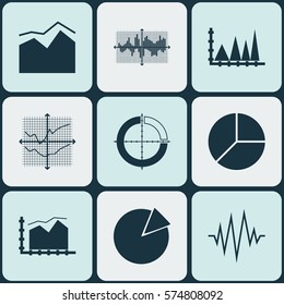 Set Of Graphs, Diagrams And Statistics Icons. Premium Quality Symbol Collection. Icons Can Be Used For Web, App And UI Design.