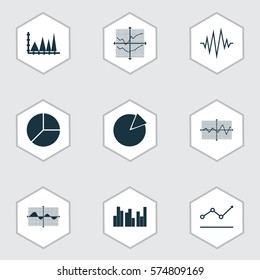 Set Of Graphs, Diagrams And Statistics Icons. Premium Quality Symbol Collection. Icons Can Be Used For Web, App And UI Design.