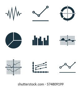 Set Of Graphs, Diagrams And Statistics Icons. Premium Quality Symbol Collection. Icons Can Be Used For Web, App And UI Design.