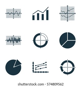 Set Of Graphs, Diagrams And Statistics Icons. Premium Quality Symbol Collection. Icons Can Be Used For Web, App And UI Design.