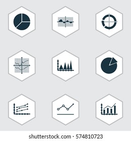 Set Of Graphs, Diagrams And Statistics Icons. Premium Quality Symbol Collection. Icons Can Be Used For Web, App And UI Design.