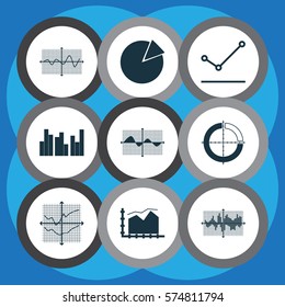Set Of Graphs, Diagrams And Statistics Icons. Premium Quality Symbol Collection. Icons Can Be Used For Web, App And UI Design.