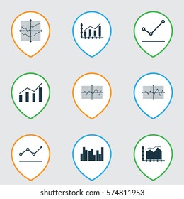 Set Of Graphs, Diagrams And Statistics Icons. Premium Quality Symbol Collection. Icons Can Be Used For Web, App And UI Design.