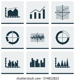 Set Of Graphs, Diagrams And Statistics Icons. Premium Quality Symbol Collection. Icons Can Be Used For Web, App And UI Design.