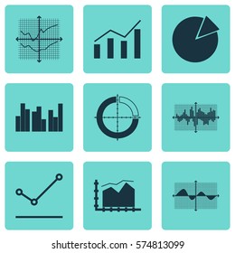 Set Of Graphs, Diagrams And Statistics Icons. Premium Quality Symbol Collection. Icons Can Be Used For Web, App And UI Design.