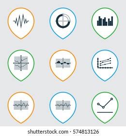 Set Of Graphs, Diagrams And Statistics Icons. Premium Quality Symbol Collection. Icons Can Be Used For Web, App And UI Design.