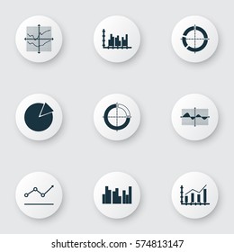 Set Of Graphs, Diagrams And Statistics Icons. Premium Quality Symbol Collection. Icons Can Be Used For Web, App And UI Design.
