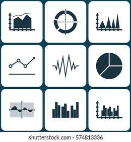 Set Of Graphs, Diagrams And Statistics Icons. Premium Quality Symbol Collection. Icons Can Be Used For Web, App And UI Design.