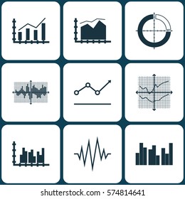 Set Of Graphs, Diagrams And Statistics Icons. Premium Quality Symbol Collection. Icons Can Be Used For Web, App And UI Design.