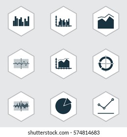Set Of Graphs, Diagrams And Statistics Icons. Premium Quality Symbol Collection. Icons Can Be Used For Web, App And UI Design.