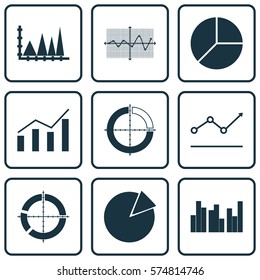 Set Of Graphs, Diagrams And Statistics Icons. Premium Quality Symbol Collection. Icons Can Be Used For Web, App And UI Design.