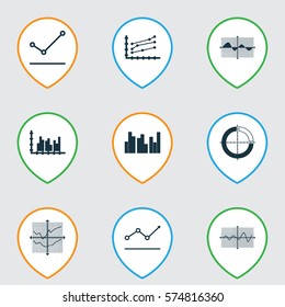 Set Of Graphs, Diagrams And Statistics Icons. Premium Quality Symbol Collection. Icons Can Be Used For Web, App And UI Design.
