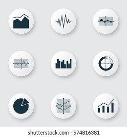 Set Of Graphs, Diagrams And Statistics Icons. Premium Quality Symbol Collection. Icons Can Be Used For Web, App And UI Design.