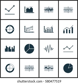 Set Of Graphs, Diagrams And Statistics Icons. Premium Quality Symbol Collection. Icons Can Be Used For Web, App And UI Design.