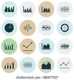 Set Of Graphs, Diagrams And Statistics Icons. Premium Quality Symbol Collection. Icons Can Be Used For Web, App And UI Design.