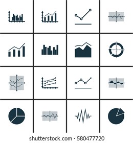 Set Of Graphs, Diagrams And Statistics Icons. Premium Quality Symbol Collection. Icons Can Be Used For Web, App And UI Design.