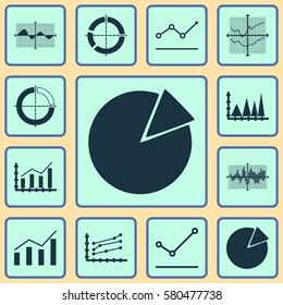Set Of Graphs, Diagrams And Statistics Icons. Premium Quality Symbol Collection. Icons Can Be Used For Web, App And UI Design.