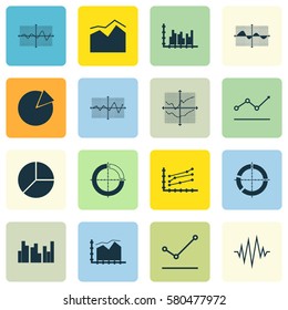 Set Of Graphs, Diagrams And Statistics Icons. Premium Quality Symbol Collection. Icons Can Be Used For Web, App And UI Design.