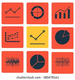 Set Of Graphs, Diagrams And Statistics Icons. Premium Quality Symbol Collection. Icons Can Be Used For Web, App And UI Design.
