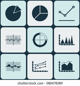Set Of Graphs, Diagrams And Statistics Icons. Premium Quality Symbol Collection. Icons Can Be Used For Web, App And UI Design.
