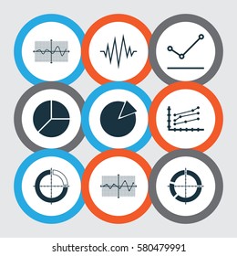 Set Of Graphs, Diagrams And Statistics Icons. Premium Quality Symbol Collection. Icons Can Be Used For Web, App And UI Design.