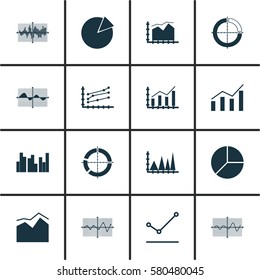 Set Of Graphs, Diagrams And Statistics Icons. Premium Quality Symbol Collection. Icons Can Be Used For Web, App And UI Design.