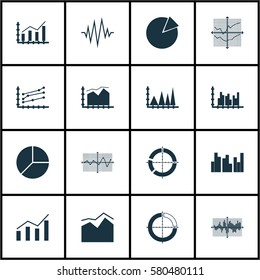 Set Of Graphs, Diagrams And Statistics Icons. Premium Quality Symbol Collection. Icons Can Be Used For Web, App And UI Design.