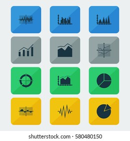 Set Of Graphs, Diagrams And Statistics Icons. Premium Quality Symbol Collection. Icons Can Be Used For Web, App And UI Design.