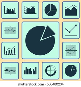 Set Of Graphs, Diagrams And Statistics Icons. Premium Quality Symbol Collection. Icons Can Be Used For Web, App And UI Design.