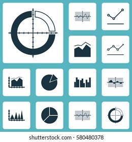 Set Of Graphs, Diagrams And Statistics Icons. Premium Quality Symbol Collection. Icons Can Be Used For Web, App And UI Design.