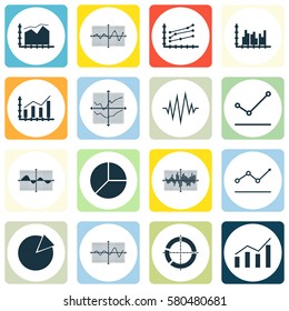 Set Of Graphs, Diagrams And Statistics Icons. Premium Quality Symbol Collection. Icons Can Be Used For Web, App And UI Design.