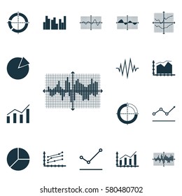 Set Of Graphs, Diagrams And Statistics Icons. Premium Quality Symbol Collection. Icons Can Be Used For Web, App And UI Design.