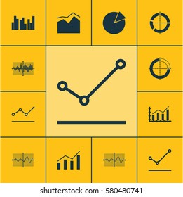 Set Of Graphs, Diagrams And Statistics Icons. Premium Quality Symbol Collection. Icons Can Be Used For Web, App And UI Design.