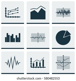 Set Of Graphs, Diagrams And Statistics Icons. Premium Quality Symbol Collection. Icons Can Be Used For Web, App And UI Design.