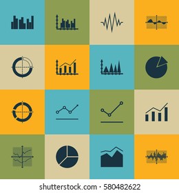 Set Of Graphs, Diagrams And Statistics Icons. Premium Quality Symbol Collection. Icons Can Be Used For Web, App And UI Design.