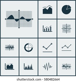 Set Of Graphs, Diagrams And Statistics Icons. Premium Quality Symbol Collection. Icons Can Be Used For Web, App And UI Design.
