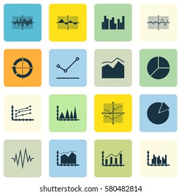 Set Of Graphs, Diagrams And Statistics Icons. Premium Quality Symbol Collection. Icons Can Be Used For Web, App And UI Design.