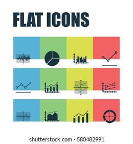 Set Of Graphs, Diagrams And Statistics Icons. Premium Quality Symbol Collection. Icons Can Be Used For Web, App And UI Design.